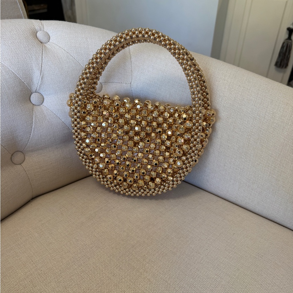Elegant Gold Beaded Handbag